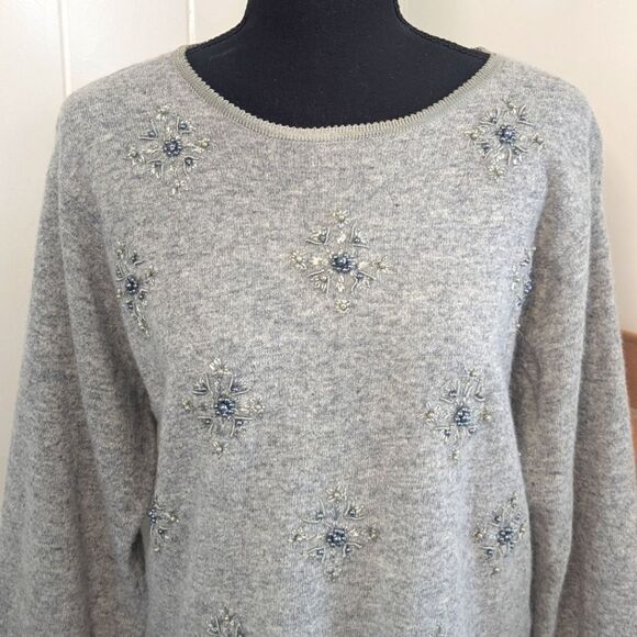 VTG Casual Corner Lambswool Jewelled Quiet Luxury Eclectic Grandma LG - Picture 3 of 9